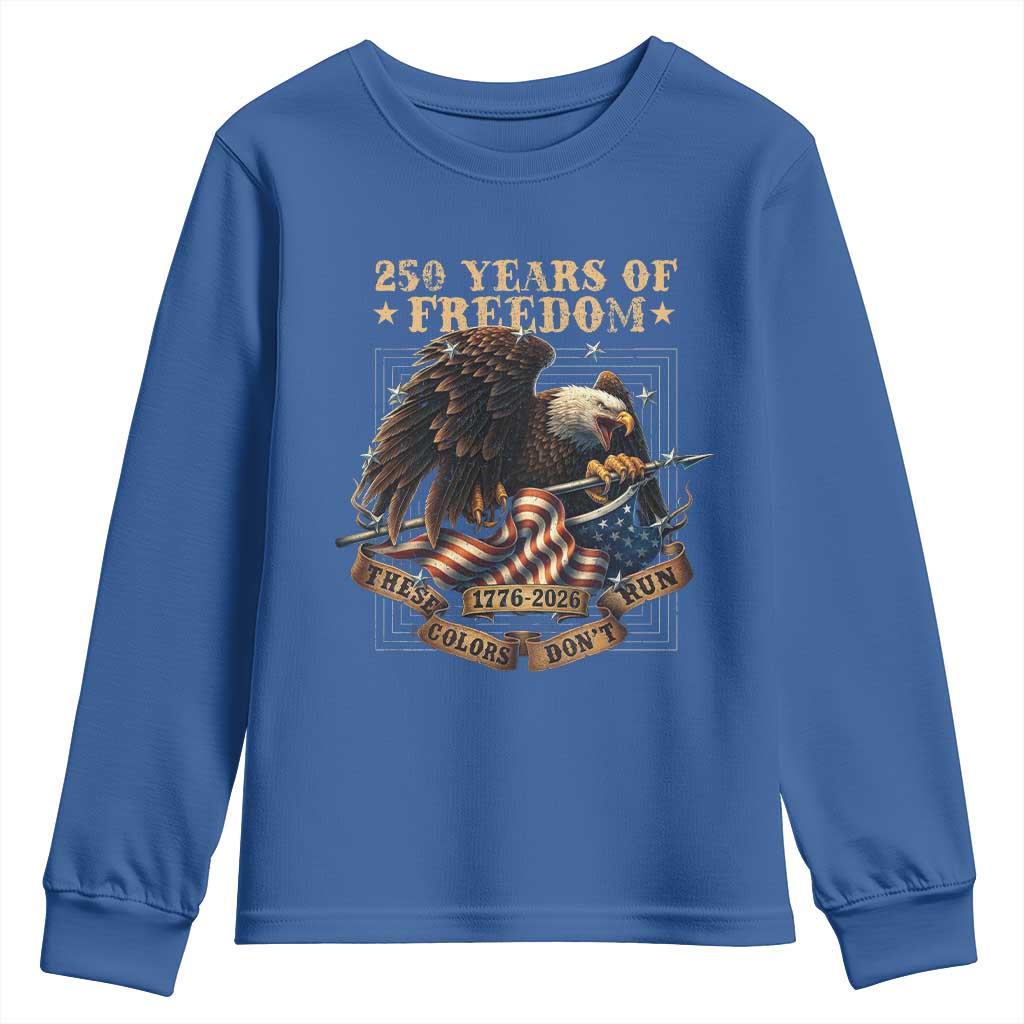 250th American Anniversary Youth Sweatshirt 250 Years Of Freedom Independence American Flag TS11 Royal Blue Print Your Wear