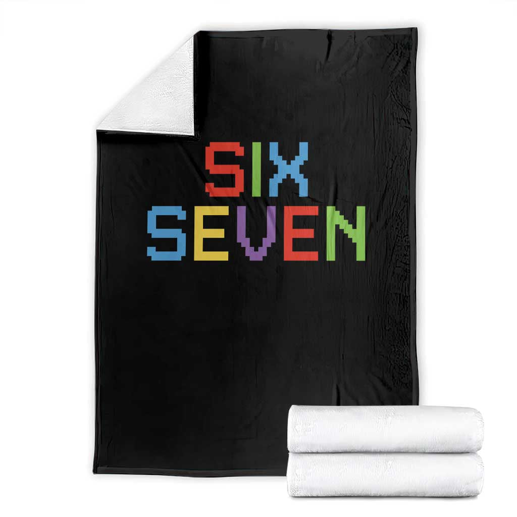 Six Seven Meme Pixel 67 Gen Alpha Meme Throw Blanket TS11 Black Print Your Wear