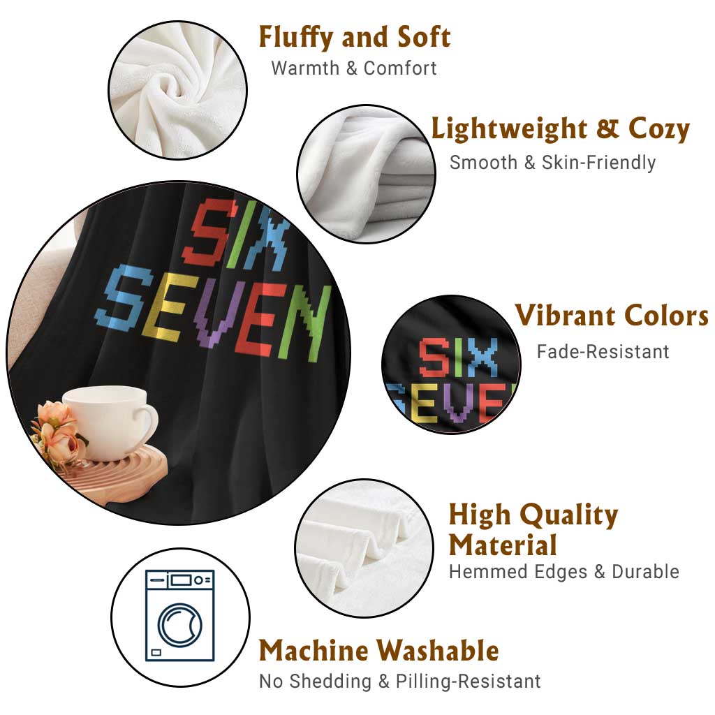 Six Seven Meme Pixel 67 Gen Alpha Meme Throw Blanket TS11 Print Your Wear