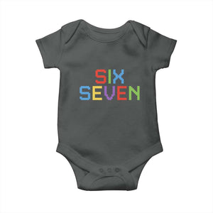 Six Seven Meme Pixel 67 Gen Alpha Meme Baby Onesie TS11 Dark Heather Print Your Wear