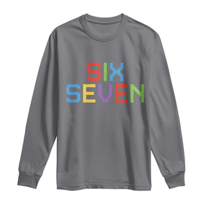 Six Seven Meme Pixel 67 Gen Alpha Meme Long Sleeve Shirt TS11 Charcoal Print Your Wear