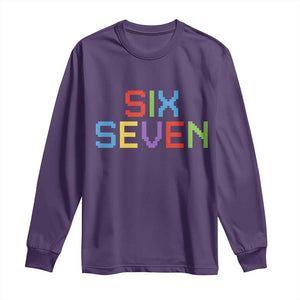 Six Seven Meme Pixel 67 Gen Alpha Meme Long Sleeve Shirt TS11 Purple Print Your Wear
