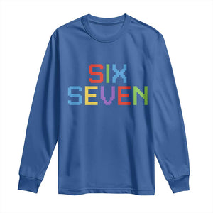 Six Seven Meme Pixel 67 Gen Alpha Meme Long Sleeve Shirt TS11 Royal Blue Print Your Wear