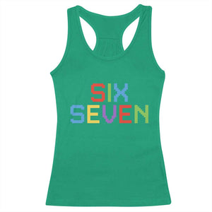 Six Seven Meme Pixel 67 Gen Alpha Meme Racerback Tank Top TS11 Irish Green Print Your Wear