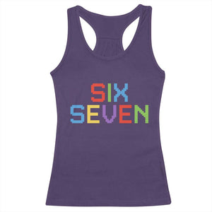 Six Seven Meme Pixel 67 Gen Alpha Meme Racerback Tank Top TS11 Purple Print Your Wear