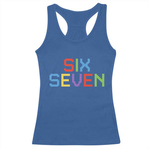 Six Seven Meme Pixel 67 Gen Alpha Meme Racerback Tank Top TS11 Royal Blue Print Your Wear