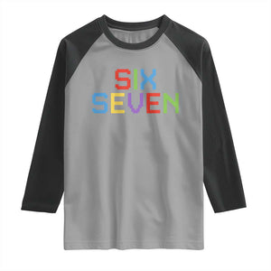Six Seven Meme Pixel 67 Gen Alpha Meme Raglan Shirt TS11 Sport Gray Black Print Your Wear