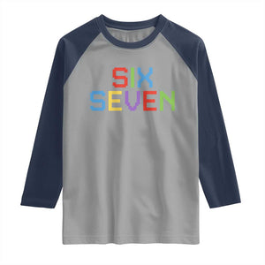 Six Seven Meme Pixel 67 Gen Alpha Meme Raglan Shirt TS11 Sport Gray Navy Print Your Wear