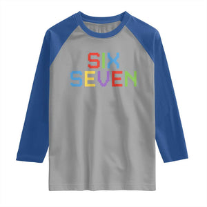 Six Seven Meme Pixel 67 Gen Alpha Meme Raglan Shirt TS11 Sport Gray Royal Print Your Wear