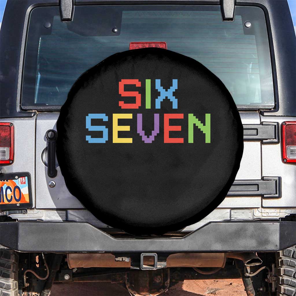 Six Seven Meme Pixel 67 Gen Alpha Meme Spare Tire Cover TS11 No hole Black Print Your Wear