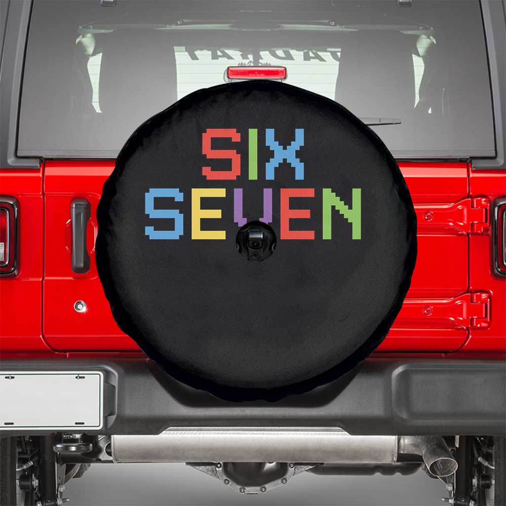 Six Seven Meme Pixel 67 Gen Alpha Meme Spare Tire Cover TS11 Black Print Your Wear