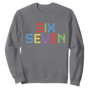 Six Seven Meme Pixel 67 Gen Alpha Meme Sweatshirt TS11 Charcoal Print Your Wear