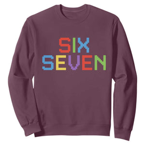 Six Seven Meme Pixel 67 Gen Alpha Meme Sweatshirt TS11 Maroon Print Your Wear
