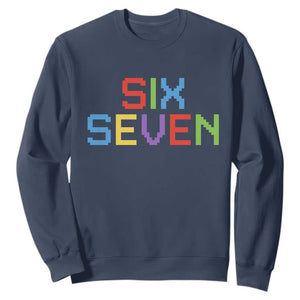 Six Seven Meme Pixel 67 Gen Alpha Meme Sweatshirt TS11 Navy Print Your Wear