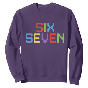 Six Seven Meme Pixel 67 Gen Alpha Meme Sweatshirt TS11 Purple Print Your Wear