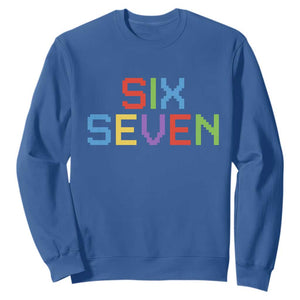 Six Seven Meme Pixel 67 Gen Alpha Meme Sweatshirt TS11 Royal Blue Print Your Wear
