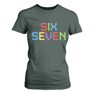 Six Seven Meme Pixel 67 Gen Alpha Meme T Shirt For Women TS11 Dark Forest Green Print Your Wear