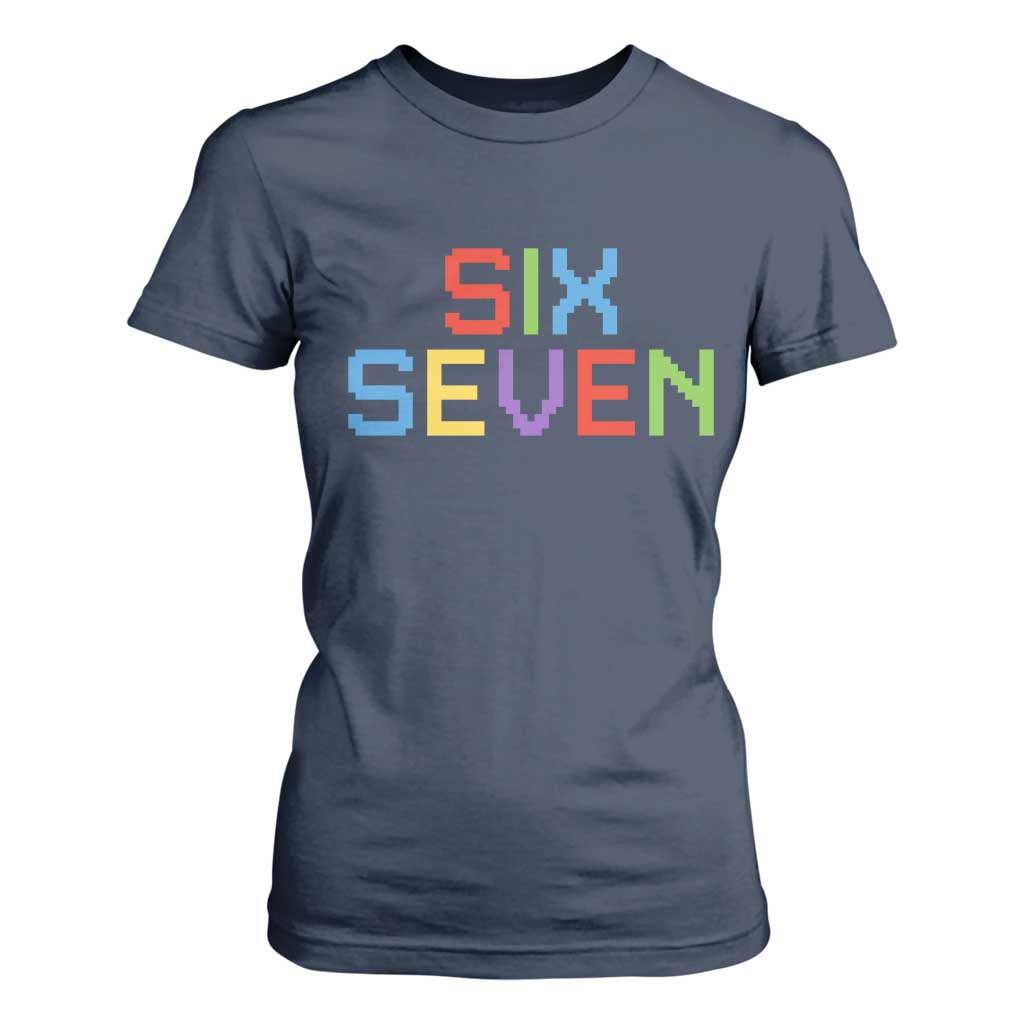 Six Seven Meme Pixel 67 Gen Alpha Meme T Shirt For Women TS11 Navy Print Your Wear