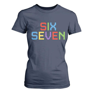 Six Seven Meme Pixel 67 Gen Alpha Meme T Shirt For Women TS11 Navy Print Your Wear