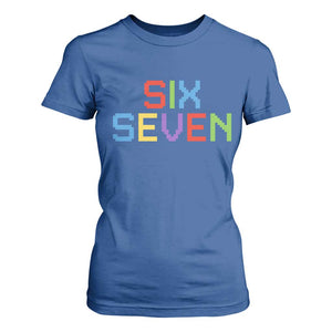 Six Seven Meme Pixel 67 Gen Alpha Meme T Shirt For Women TS11 Royal Blue Print Your Wear