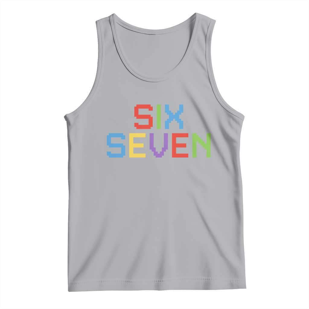 Six Seven Meme Pixel 67 Gen Alpha Meme Tank Top TS11 Athletic Heather Print Your Wear