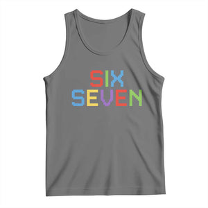 Six Seven Meme Pixel 67 Gen Alpha Meme Tank Top TS11 Black Heather Print Your Wear