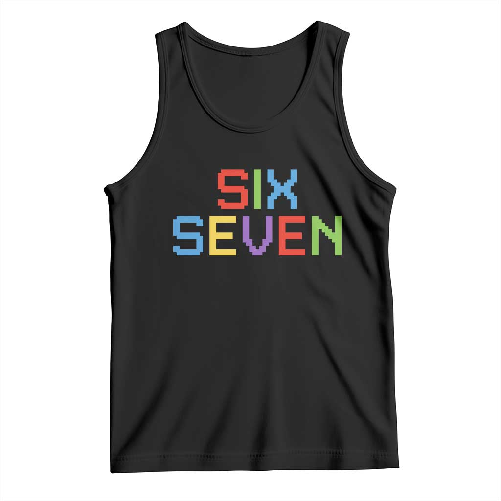 Six Seven Meme Pixel 67 Gen Alpha Meme Tank Top TS11 Black Print Your Wear