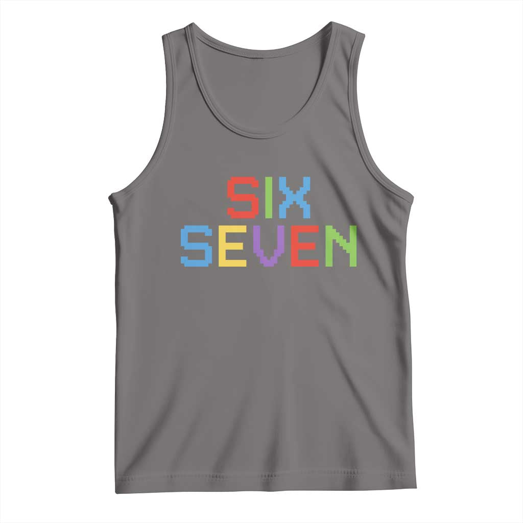 Six Seven Meme Pixel 67 Gen Alpha Meme Tank Top TS11 Deep Heather Print Your Wear