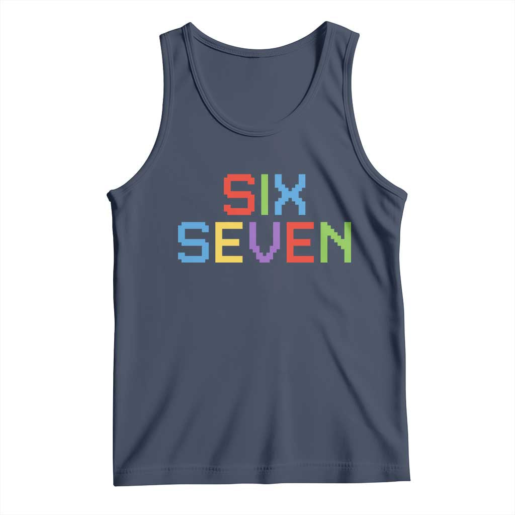 Six Seven Meme Pixel 67 Gen Alpha Meme Tank Top TS11 Navy Print Your Wear