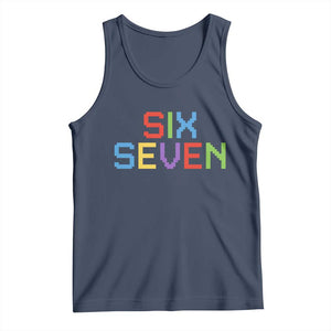 Six Seven Meme Pixel 67 Gen Alpha Meme Tank Top TS11 Navy Print Your Wear