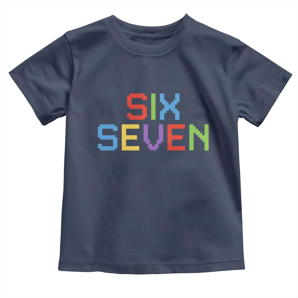 Six Seven Meme Pixel 67 Gen Alpha Meme Toddler T Shirt TS11 Navy Print Your Wear