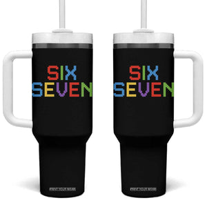 Six Seven Meme Pixel 67 Gen Alpha Meme Tumbler With Handle TS11 One Size: 40 oz Black Print Your Wear
