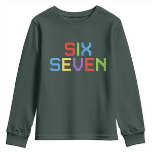 Six Seven Meme Pixel 67 Gen Alpha Meme Youth Sweatshirt TS11 Dark Forest Green Print Your Wear