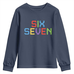Six Seven Meme Pixel 67 Gen Alpha Meme Youth Sweatshirt TS11 Navy Print Your Wear