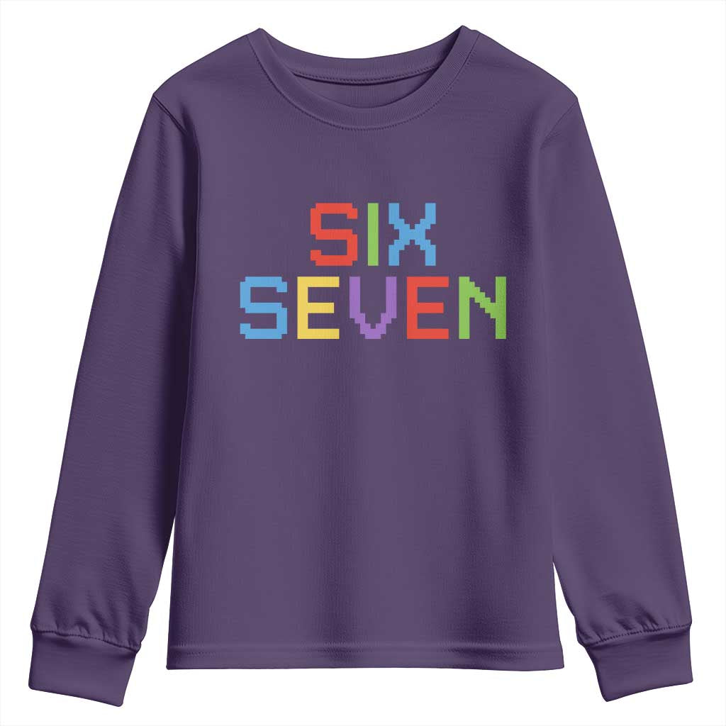 Six Seven Meme Pixel 67 Gen Alpha Meme Youth Sweatshirt TS11 Purple Print Your Wear