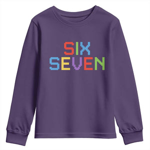 Six Seven Meme Pixel 67 Gen Alpha Meme Youth Sweatshirt TS11 Purple Print Your Wear