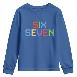 Six Seven Meme Pixel 67 Gen Alpha Meme Youth Sweatshirt TS11 Royal Blue Print Your Wear