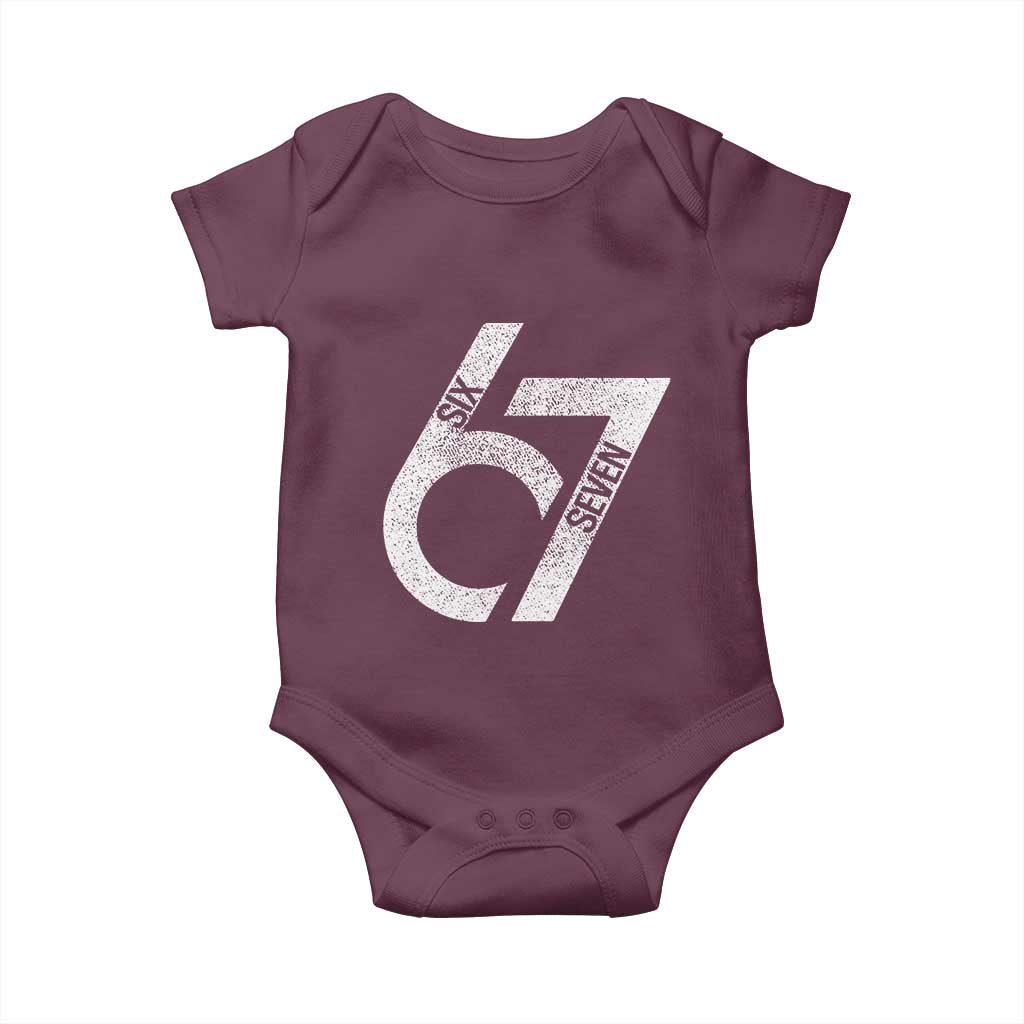Funny Six Seven 67 Meme Gen Alpha Slang Baby Onesie TS11 Maroon Print Your Wear