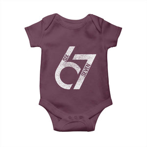 Funny Six Seven 67 Meme Gen Alpha Slang Baby Onesie TS11 Maroon Print Your Wear