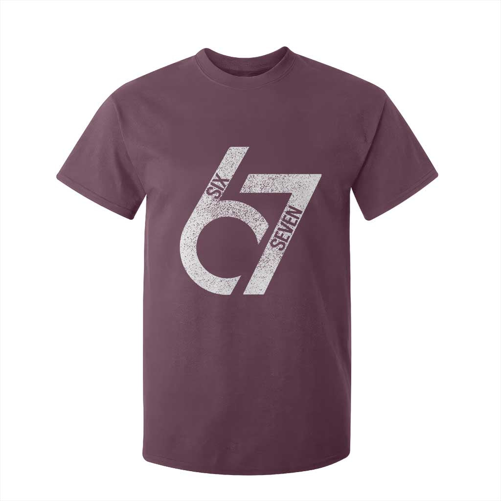 Funny Six Seven 67 Meme Gen Alpha Slang T Shirt For Kid TS11 Maroon Print Your Wear