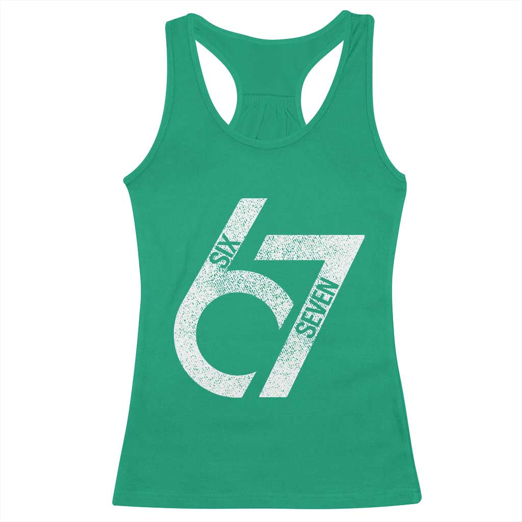 Funny Six Seven 67 Meme Gen Alpha Slang Racerback Tank Top TS11 Irish Green Print Your Wear