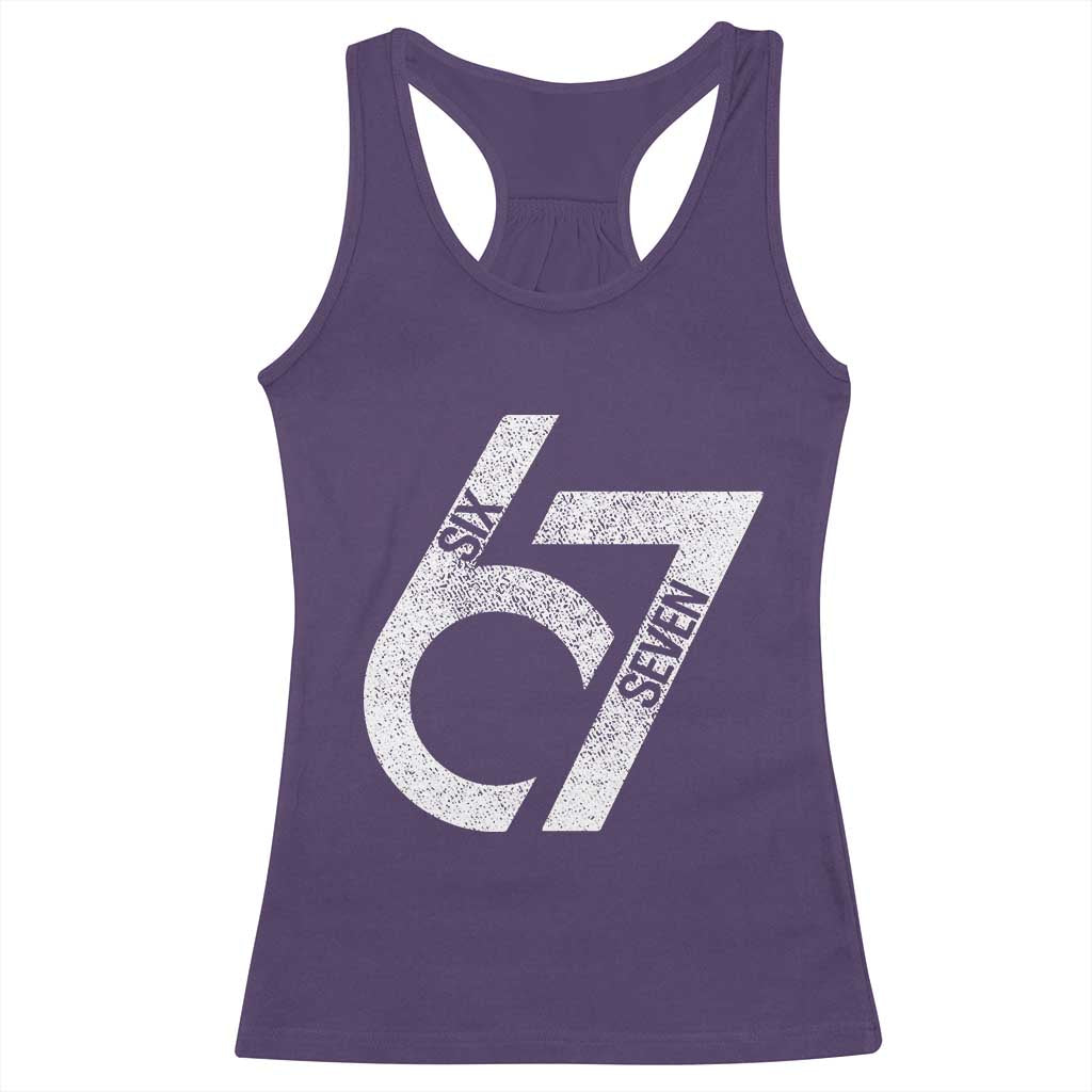Funny Six Seven 67 Meme Gen Alpha Slang Racerback Tank Top TS11 Purple Print Your Wear