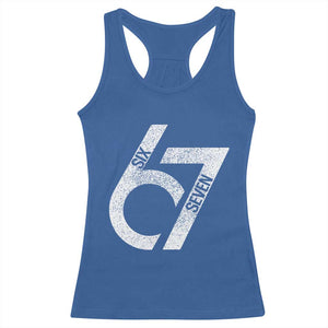 Funny Six Seven 67 Meme Gen Alpha Slang Racerback Tank Top TS11 Royal Blue Print Your Wear