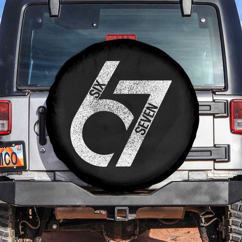 Funny Six Seven 67 Meme Gen Alpha Slang Spare Tire Cover TS11 No hole Black Print Your Wear