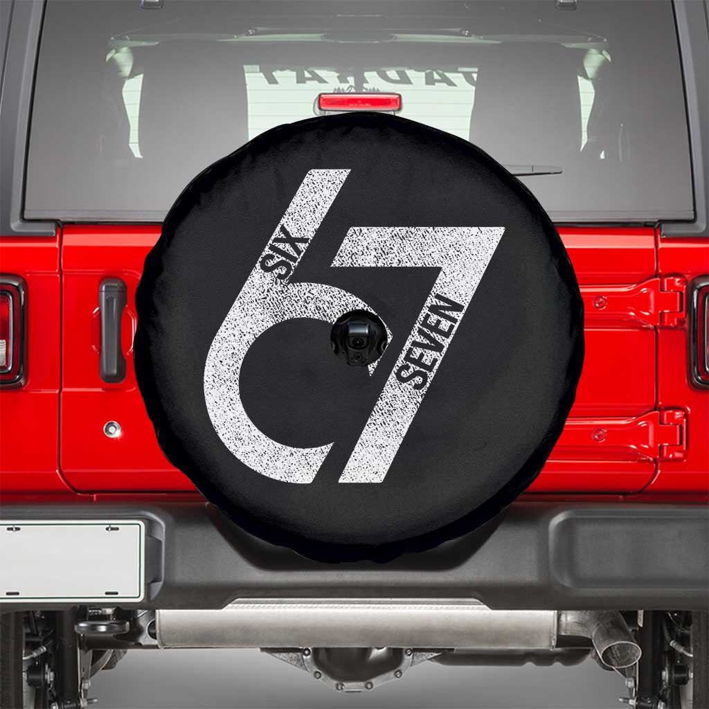 Funny Six Seven 67 Meme Gen Alpha Slang Spare Tire Cover TS11 Black Print Your Wear