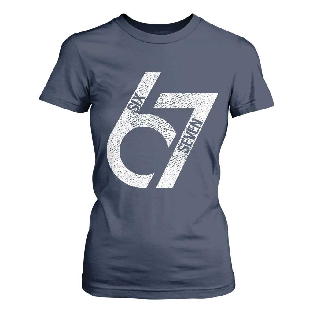 Funny Six Seven 67 Meme Gen Alpha Slang T Shirt For Women TS11 Navy Print Your Wear