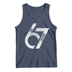 Funny Six Seven 67 Meme Gen Alpha Slang Tank Top TS11 Navy Print Your Wear