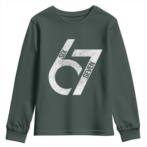 Funny Six Seven 67 Meme Gen Alpha Slang Youth Sweatshirt TS11 Dark Forest Green Print Your Wear