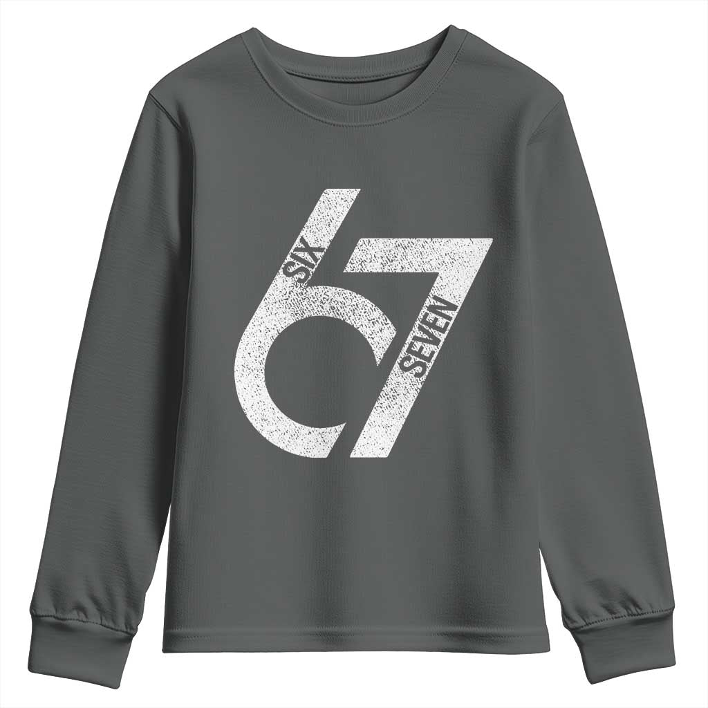 Funny Six Seven 67 Meme Gen Alpha Slang Youth Sweatshirt TS11 Dark Heather Print Your Wear