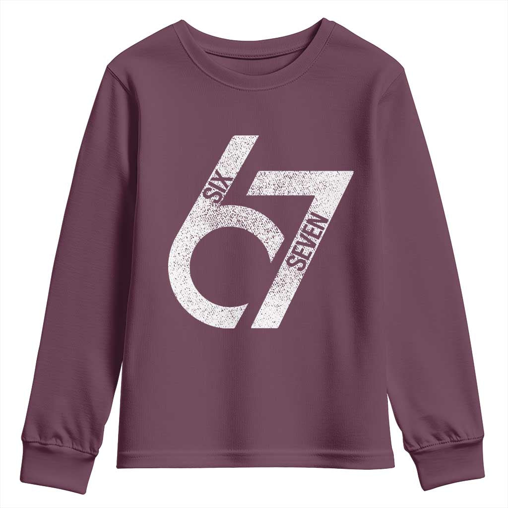 Funny Six Seven 67 Meme Gen Alpha Slang Youth Sweatshirt TS11 Maroon Print Your Wear